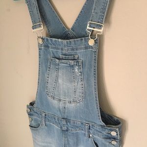 NWOT Distressed Denim Overalls